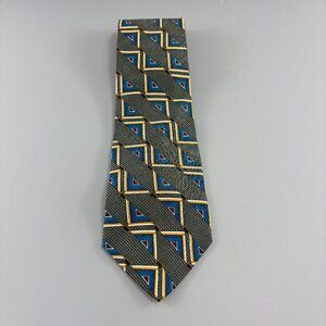 Louis Roth Grey / Blue Geometric Men's Extra Long Tie 4" x 62"